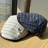 Spring and Autumn Japanese-style retro plaid forward cap for women, fashionable and casual versatile duckbill cap that makes the face look smaller,