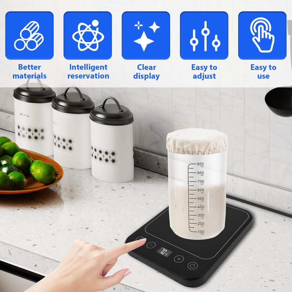 PC Sourdough Starter Warmer Temperature Control Dough Fermentation Thermostat Reservation Function Sourdough Warmer Mat for Home