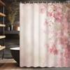 1Pc Shower Curtain - Elegant Pink Floral Design With Soft Gradient Background For A Serene Bathroom Experience Waterproof
