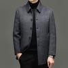 Men's Mid-Length Wool Coat with Detachable Down Jacket, Winter Business Casual, Dad Style, Thickened Lapel.
