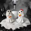 Halloweenská figurka ducha Roztomilá malá bílá soška ducha Stolní ozdoby ducha Pryskyřičné řemesla pro vnitřní venkovní verandu Domácí stolní dekorace