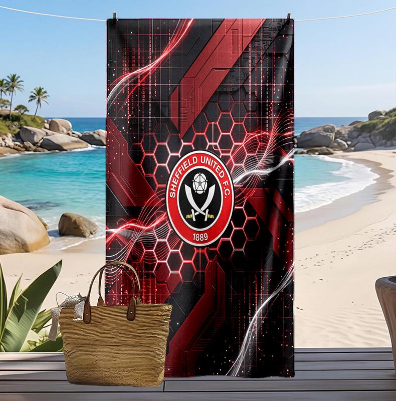 Sheffield United Football Print Beach Towel, Large Soft Quick Dry Towel for Beach Camping Swimming