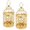 2 Pcs Bird Cage Candle Holder Vintage Exquisite Elegant Hollow Out Pattern Metal Candlestick for Party Decoration