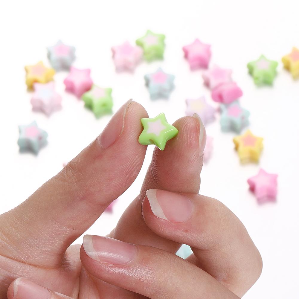 50/100pcs 9*9.5mm Colourful Five-pointed Star Acrylic Loose Spacer Beads for Jewelry Making DIY Handmade Bracelets Accessories