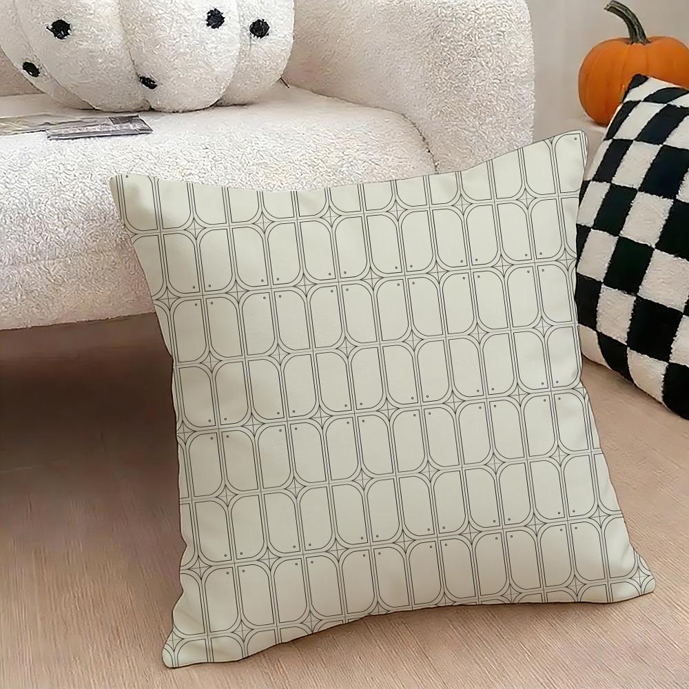 Retro Design Cushion Cover Natural Linen Double Sided Print  Throw Pillow Case for Sofa Couch Home Decor