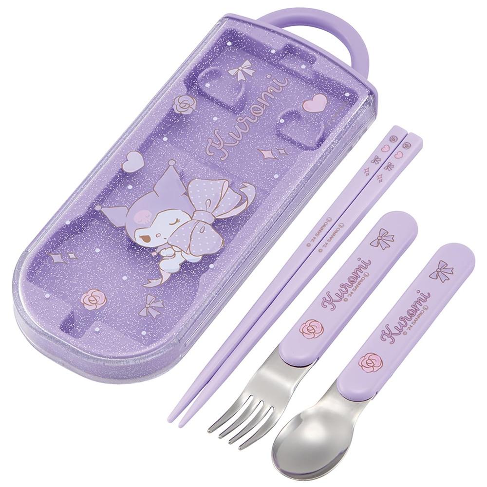 Skater Cutlery Set for Children's Lunch Box Chopsticks Spoon Fork Made in Japan Sliding Name Sticker Included Antibacterial Trio Sanrio TACC2AG-A