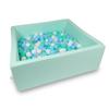 Dry Pool 110x110x40cm Mint with 600 Balls: Light Blue, Transparent, Mint, White