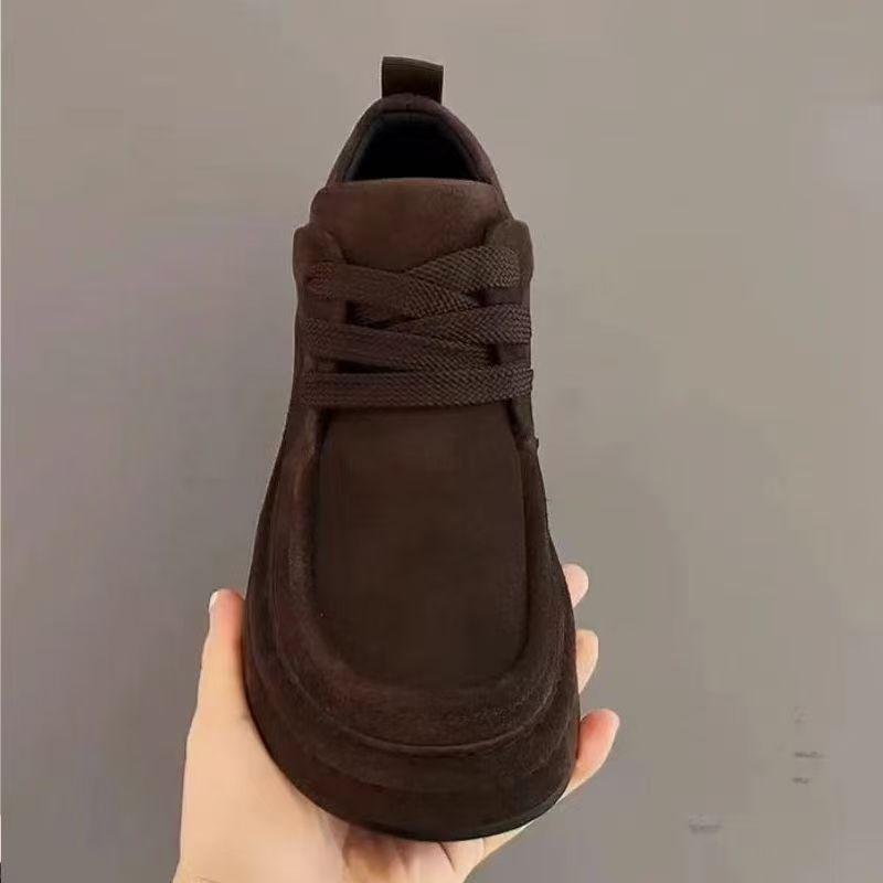 Casual Sports Shoes Autumn and Winter New Matte Leather Thick Baseplate Shoes