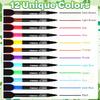 Dry Erase Markers, 12Pcs Colorful Magnetic Whiteboard Markers, 1mm Fine Tip Magnetic Dry Wipe Pens with Eraser Cap, Low Odor Thin Dry Erase Markers
