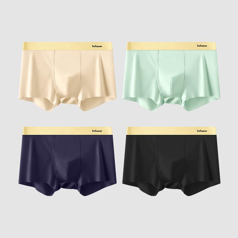 MiiOW 3pcs Ice Silk Men's Panties 7A Conductive Antibacterial Men Underwear Summer Sexy Seamless Boxer Shorts L-4XL