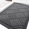 Heavy Duty Natural Rubber Doormat, 29.5x17, Absorbent, Non-Slip, Stain & Fade Resistant, Indoor Outdoor Entryway Mat, Grey Diamond