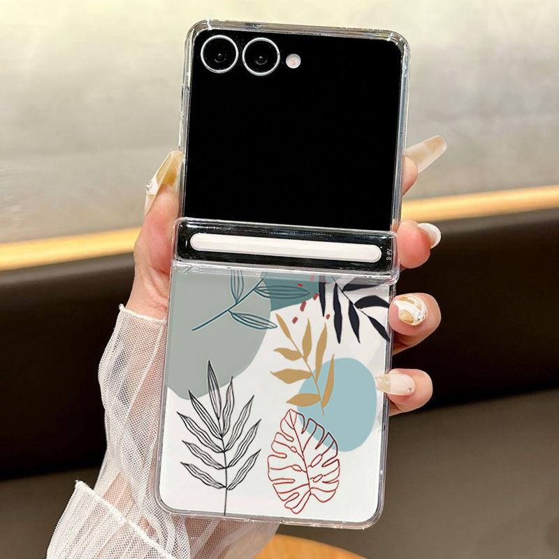Blumenbedruckte magnetische durchsichtige Handyhülle für Samsung Galaxy Z Flip7 FE Flip6 Flip5 Flip7 6 5 faltbare transparente harte PC-Abdeckung