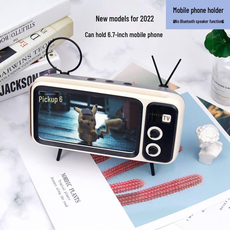Retro TV Style Bluetooth Speaker and Phone Holder Stand