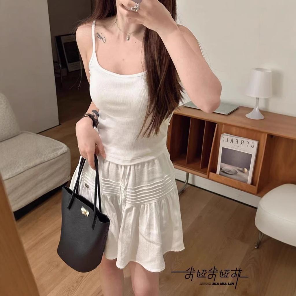 #Summer integrated back lace sling vest fixed integrated cup slim and thin versatile and thin