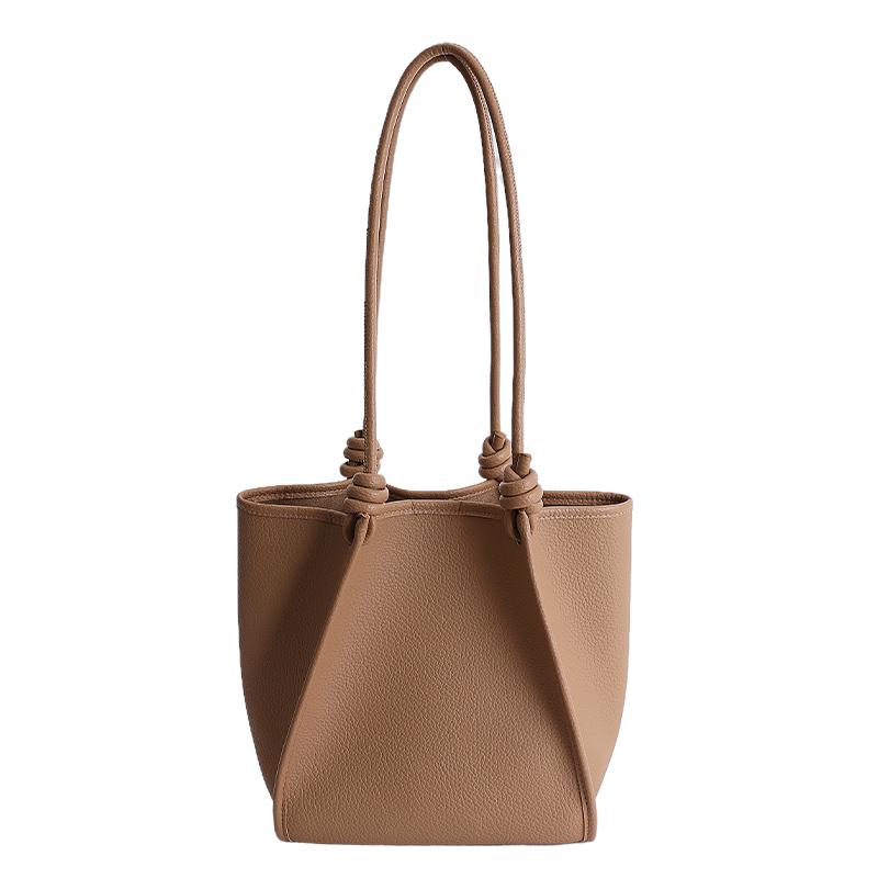 Women’s Minimalist Knot Handle Tote Bag for Daily Casual Use with Textured Leather Look and Structured Geometric Design