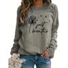 Women's Loose and Comfortable Dandelion Print Long Sleeved Round Neck