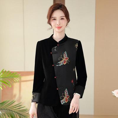 Novo Traje Tang de Alta Qualidade Estilo Chinês com Botão de Sapo para Mulheres - Primavera 2025