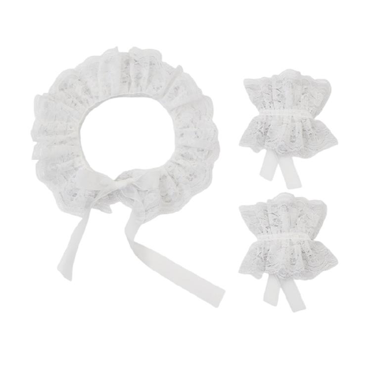 Lace Decorative Collar Wrist Cuffs Set Anime Event Gathering Neckwear Costume Accessories For Fashion Cosplay Enthusiast