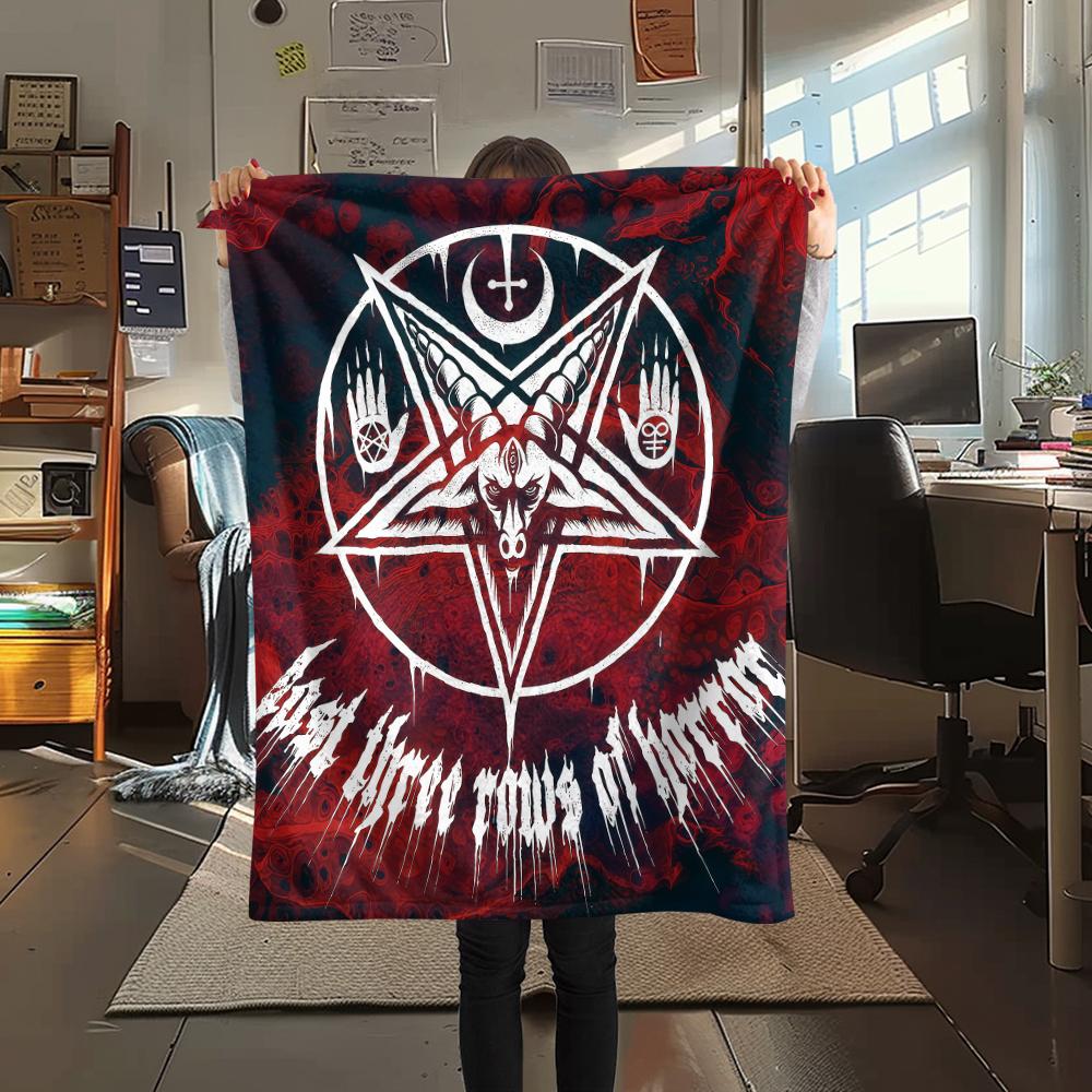 1 Stück Flannelldecke mit Satansymbol-Aufdruck, Hohe Qualität für alle Jahreszeiten, Heimdekoration, Wärme und Komfort, Perfekt für Weihnachtsgeschenke