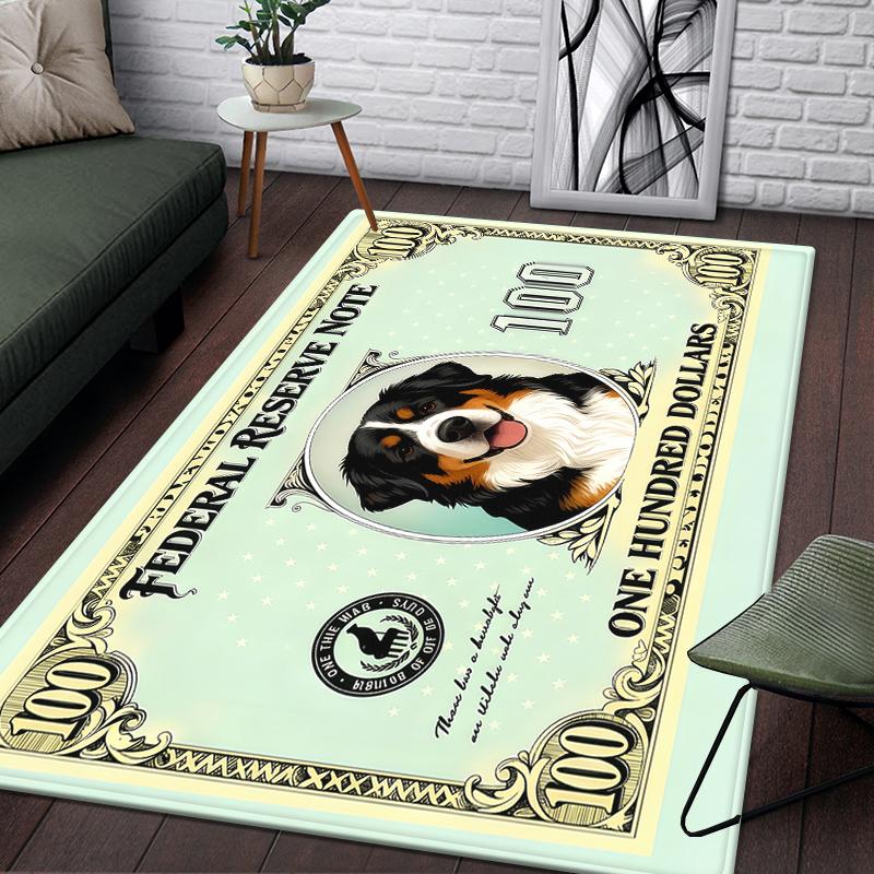 Dollar Husdjur Katter och Hundar Matta Kreativ Valutadesign Golvmatta för Vardagsrum Matta Entré Hall med Pengamönster Dekor