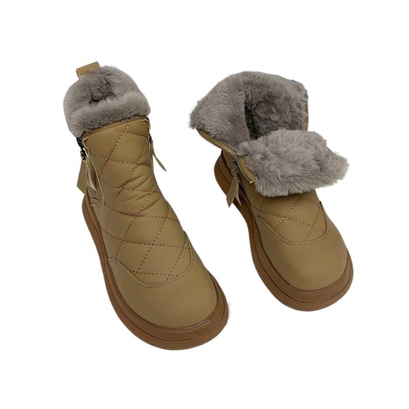 Snøstøvler dame vinter 2025 nye fløyel fortykket nordøst bomullssko vanntett, sklisikker og varm korte støvler