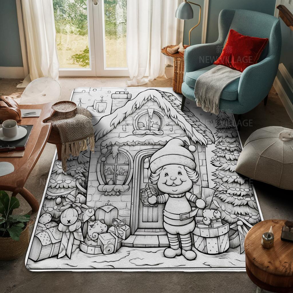 House Entrance Carpet Home Door Mat Living Room Bath Foot Bathroom Non-slip Water Absorption Rugs Bath Merry Christmas Winter