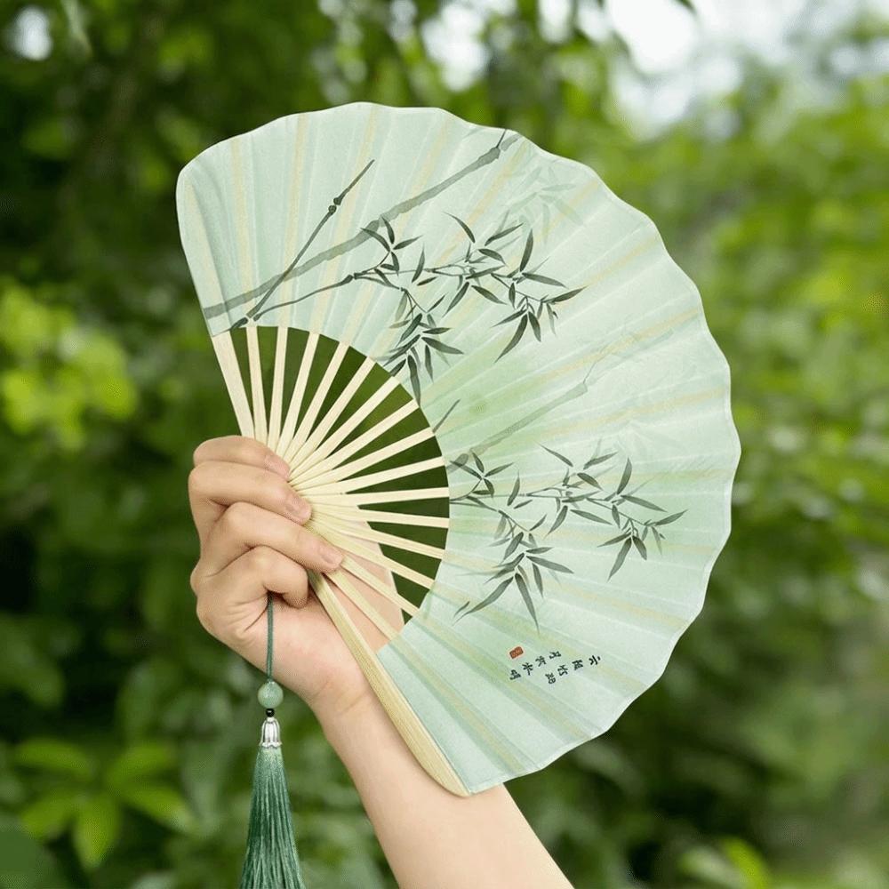 Vintage Shell Shape Fan New Chinese Style Handheld Fan Creative Hand Cranked Fan  For Girls Style 1
