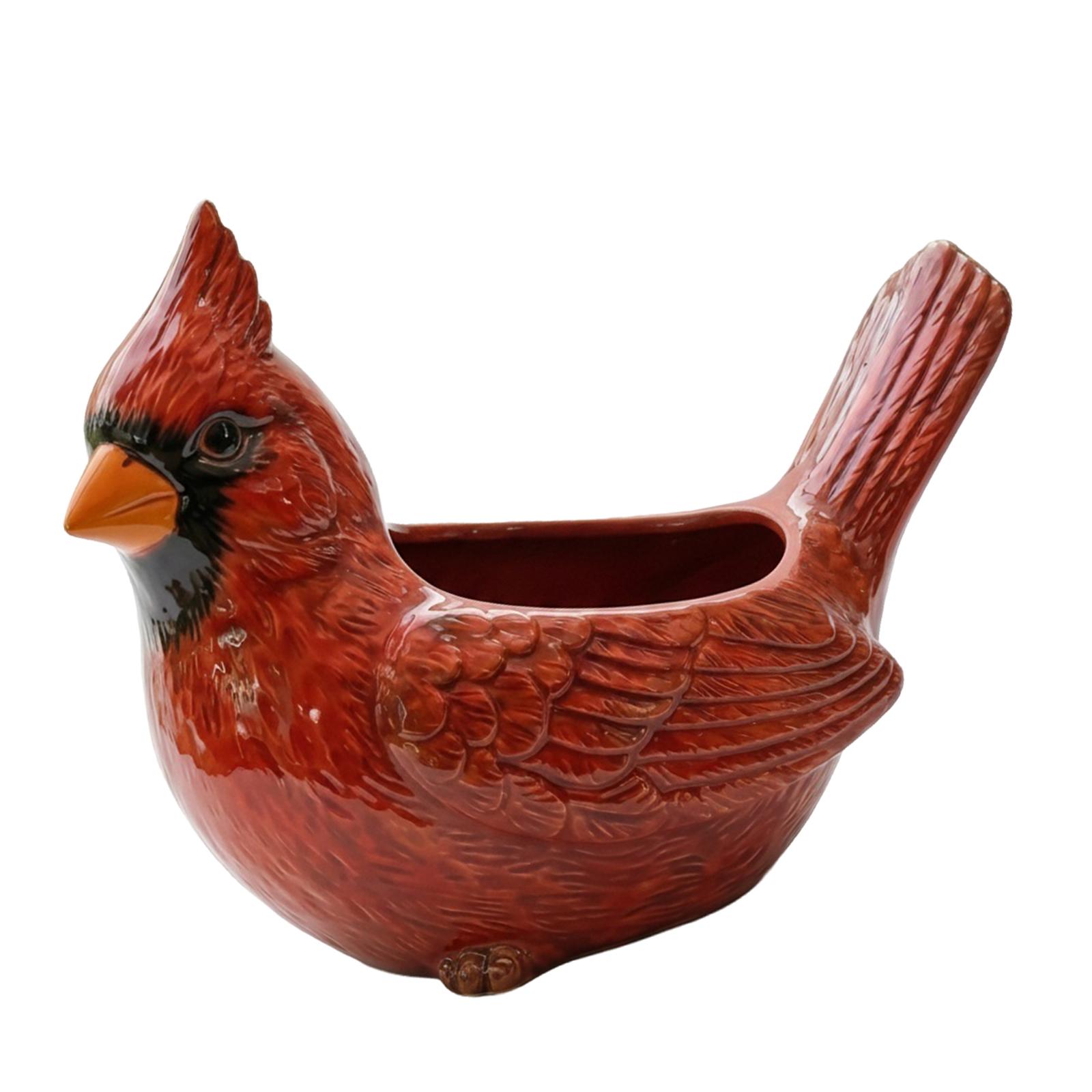 Cardinal Bird Succulent Planter, Resin Red Birds Plant Pot with Drainage Hole,Cardinal Flower Pot Resin Decorative Bird Planter, Cute Animal Plant Pot красный