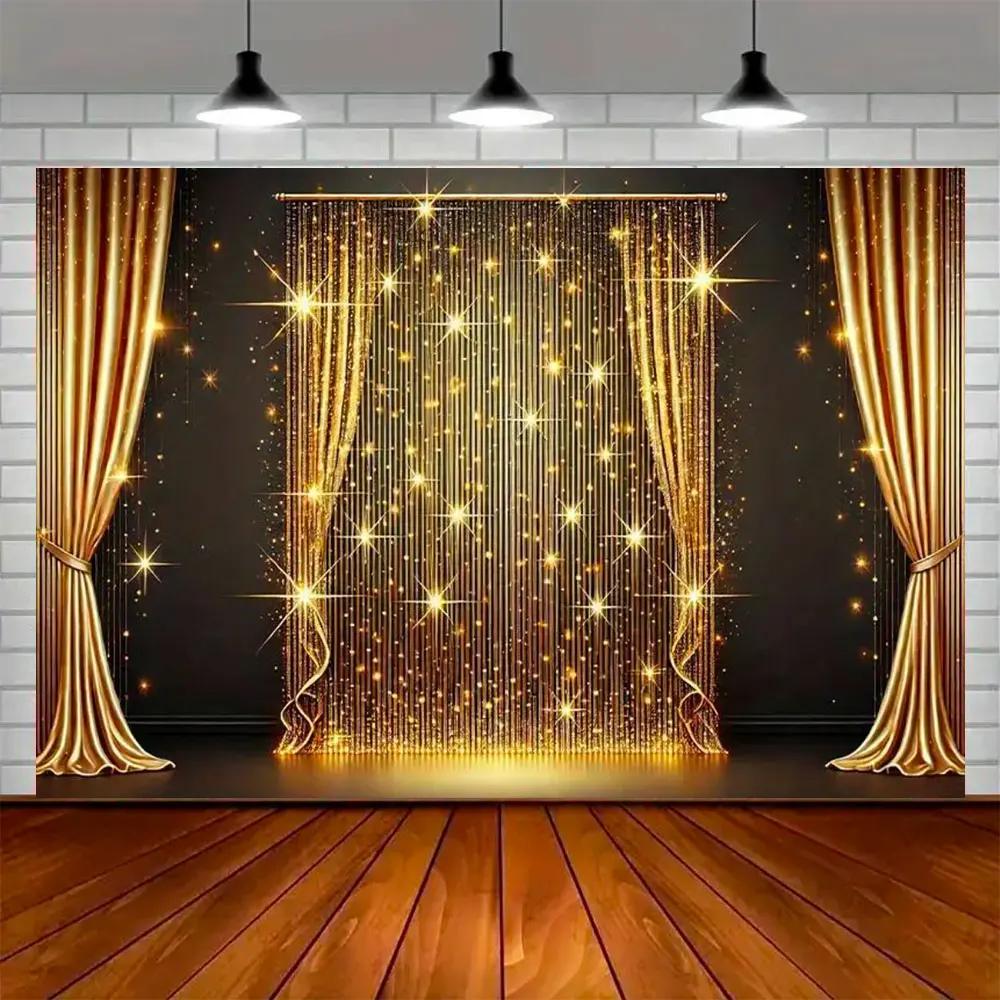 Party Ball Background Golden Glittering Stage Horseracing Sparkling Star Photography Children Birthday Background Decoration