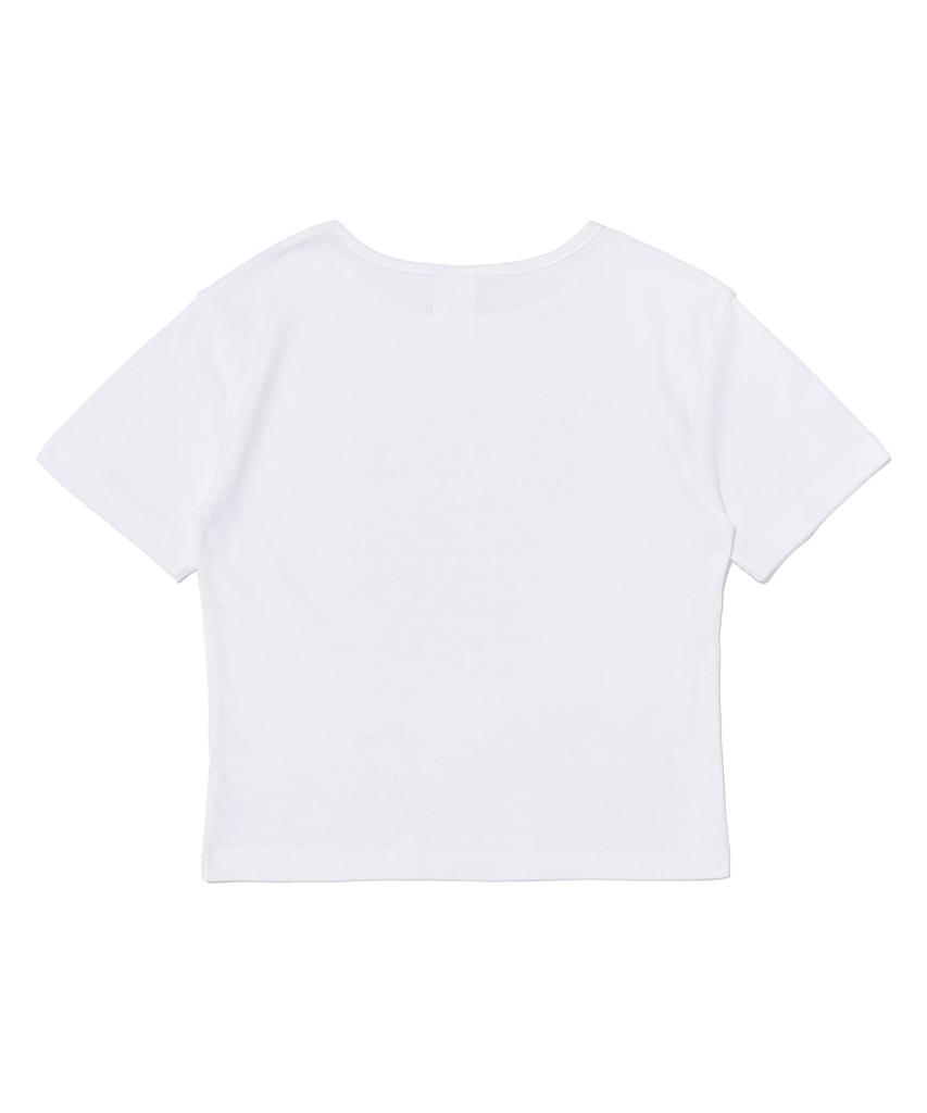 SEOUL APPAREL Side Seoul Logo Crop Short Sleeve T-Shirt (White)