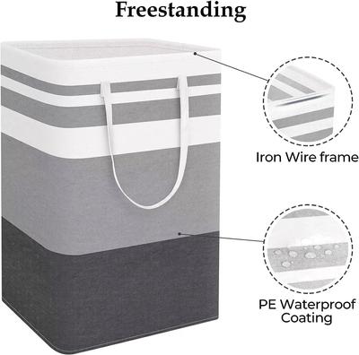 Foldable Striped Moisture-Proof Laundry and Toy Storage Basket