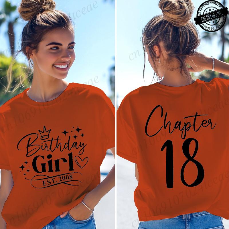 Ragazza del Compleanno Nata nel 2008 Magliette da Donna Regali Divertenti per Ragazze T-shirt Capitolo 18 Ragazza del 18° Compleanno Top Grafici Abbigliamento Femminile