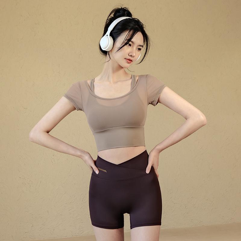 Женские топы для йоги весналето Облегающий крой длинный рукав накладная грудь модная спортивная одежда Medium 2128₽