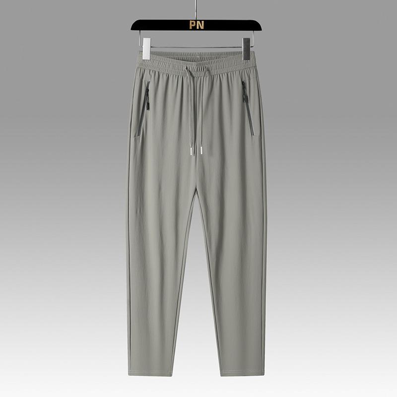 Summer Ice Silk Men's Breathable Casual Pants Men's Thin, Quick Drying, High Elasticity Straight Leg Pants Plus Large Sports Pants