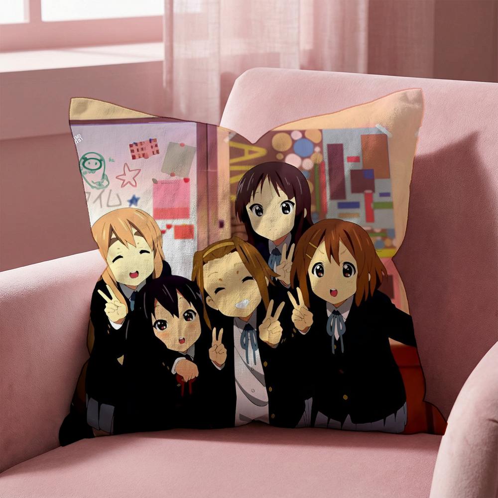 Anime K-K-ON! Cute Cushion Cover Multi-Scene Pillow Cover for Home & Car - Reversible, Soft & Durable for Daily Use