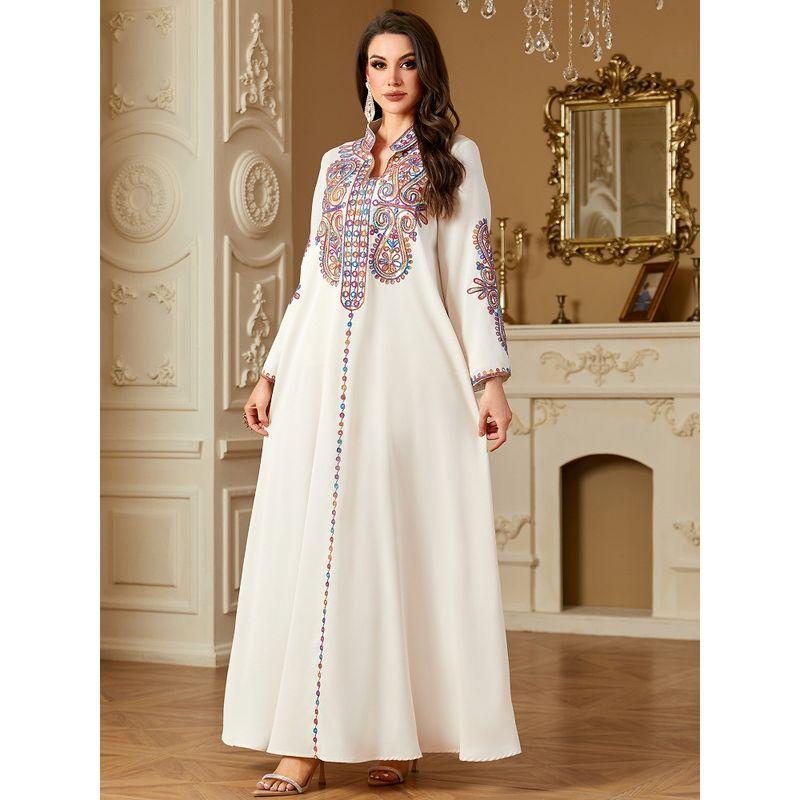 Magic Queen Middle East Women Moroccan Robe Dubai Sequin Embroidered Ethnic Formal Dress Long Dress Dress