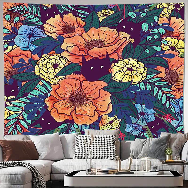 

Bohemian Floral Tapestry Wall Hanging Nature Botanical Flower Room Decor Aesthetic Bedroom Wall Art Vintage Home Textile Macrame 70X100CM