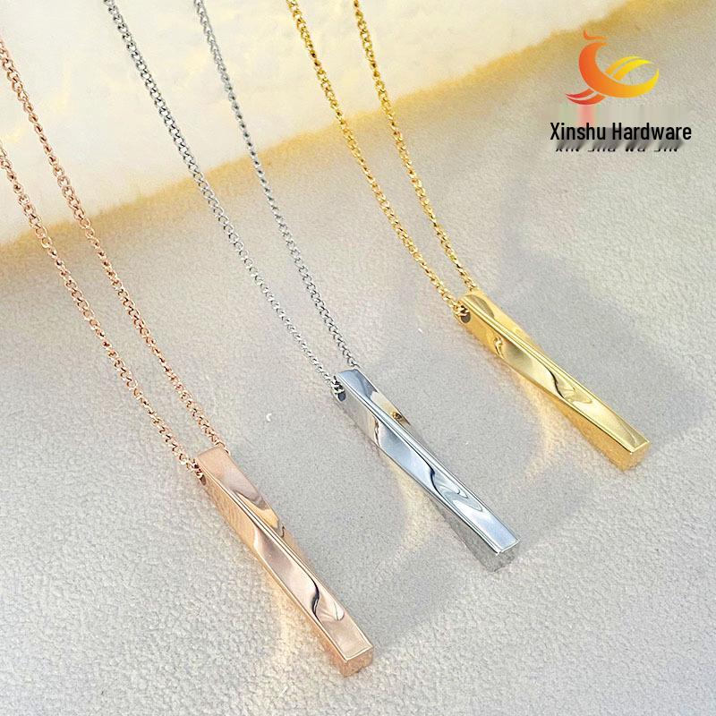 

Stainless Steel Rectangular Spiral Pendant Necklace - Unisex Choker Hip Hop Jewelry
