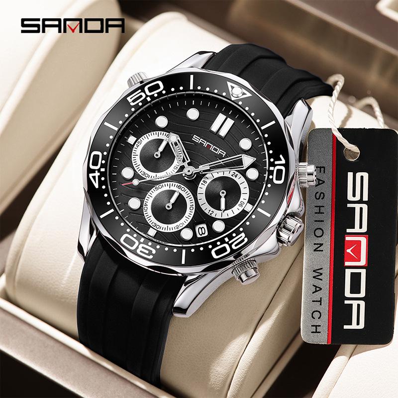 SANDA Men s Multifunctional Quartz Watch with Calendar - Fashionable Business Wristwatch