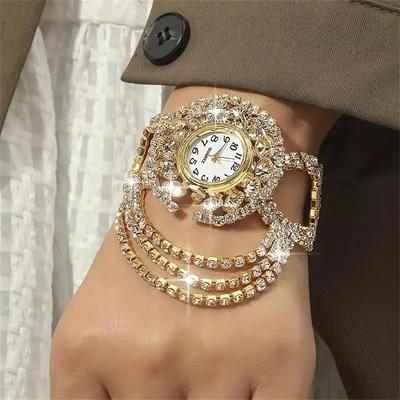 Elegant Zinc Alloy Strap Round Quartz Womens Watch with Amphibole Decoration Stylish Accessory No Chronograph