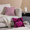 L-Leopard Print Hearts Pillow Trendy Cushion Cover Throw Pillow Cover Hidden Button Durable Polyester Chair Cushion
