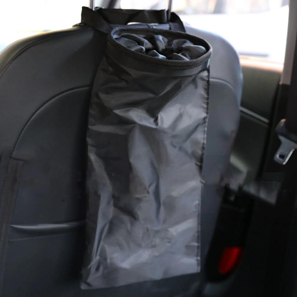 Car Garbage Bin Oxford Cloth Black Auto Trash Bag Hanging Seat Back Storage Bag Trash Can Organizer Car Accessories Interior