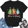 Merry Christmas LBP For Women Christmas Happy And Bright Christmas T-shirts Christmas Trees