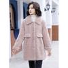 Korean Style Women's Pure Wool Shearling Mid-Length Lapel Winter Coat