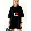 Oversized T Shirt Dress Black I Love My Bf Print Casual Streetwear For Women