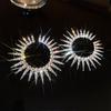 Exaggerated Circle Geometric Earrings - Sunflower Design  Minimalist Luxury  Niche Fashion Earrings