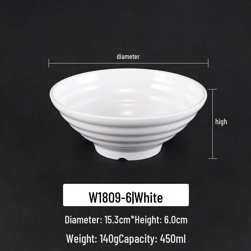 Ru Han A5 White Melamine Commercial Noodle Bowl (10-pack)