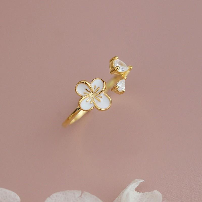 Exquisite Flower Design 925 Sterling Silver Ring For Women With Adjustable Open Style