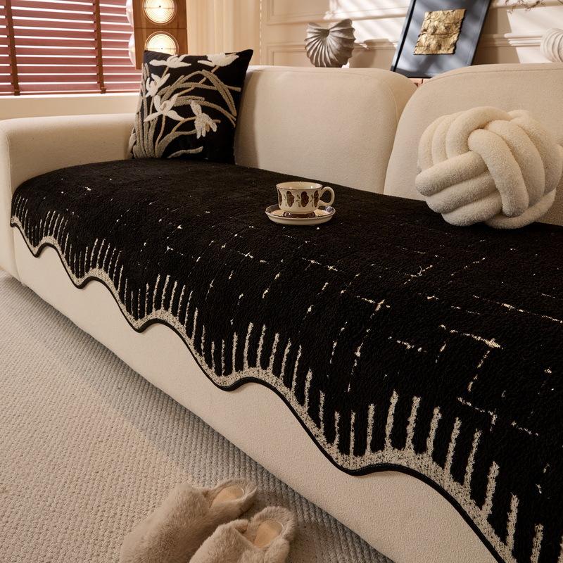 Premium Leather Sofa Cushion Autumn And Winter  New Plush One-Piece Straight Non-Slip Seat Cushion Sofa Cover