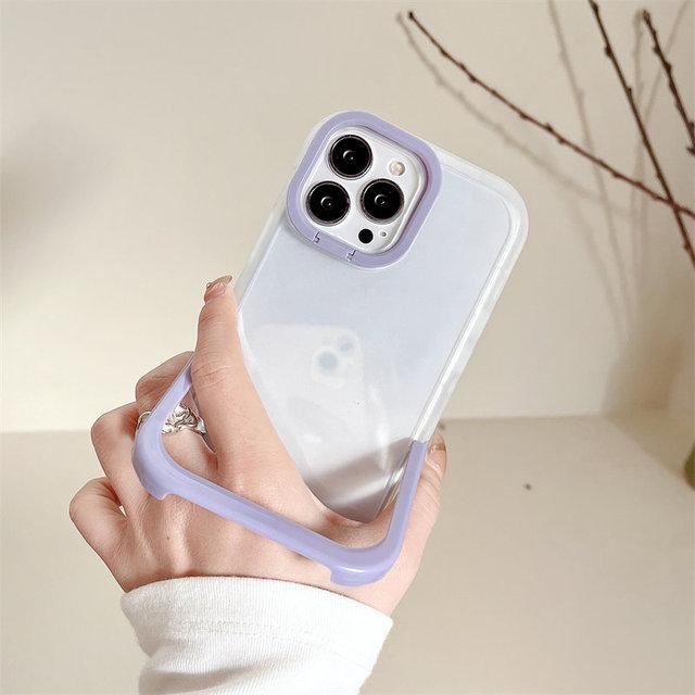 Shockproof Clear Kickstand Phone Case For Iphone 14 Pro Max 13 12 11 Pro Max 14 Plus Lens Protection Silicone Bumper Back Cover